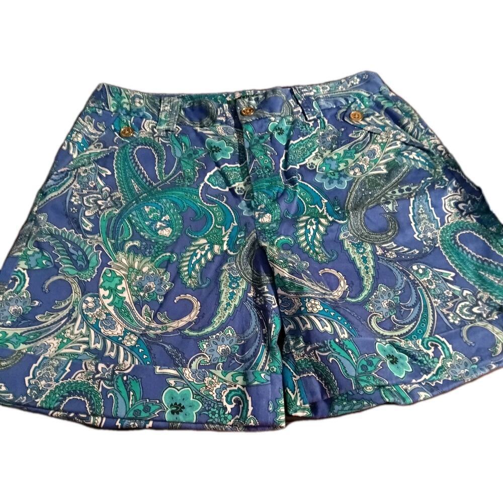 Lauren Ralph Lauren Blue Paisley Shorts 8 Classic Preppy